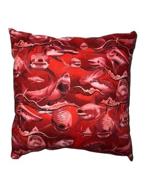 Blood Red Shark Decorative Pillow